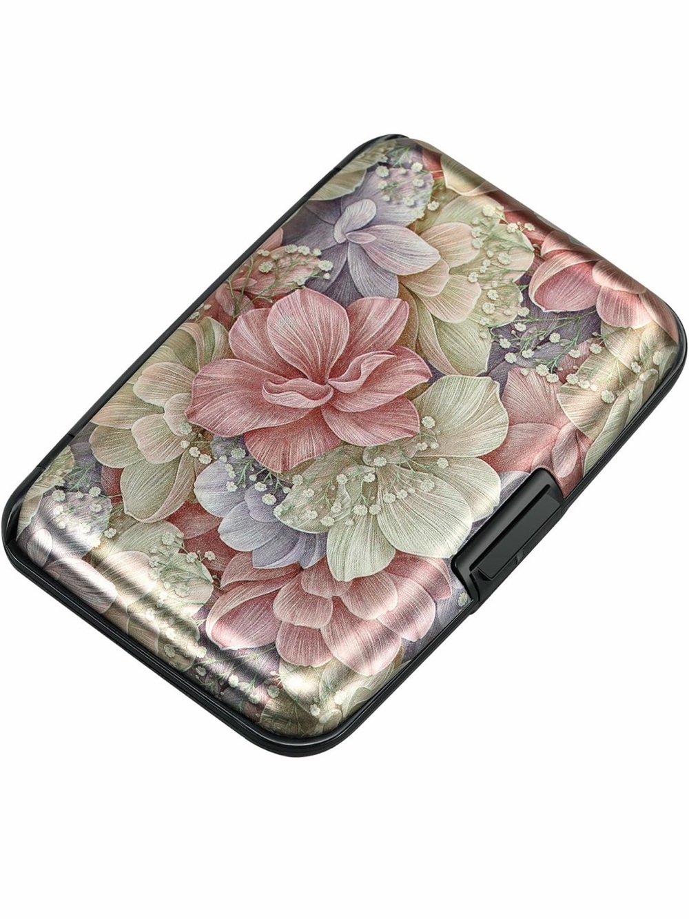 🆓 | Mini RFID Floral Hard Case Wallet Credit Cards Holder